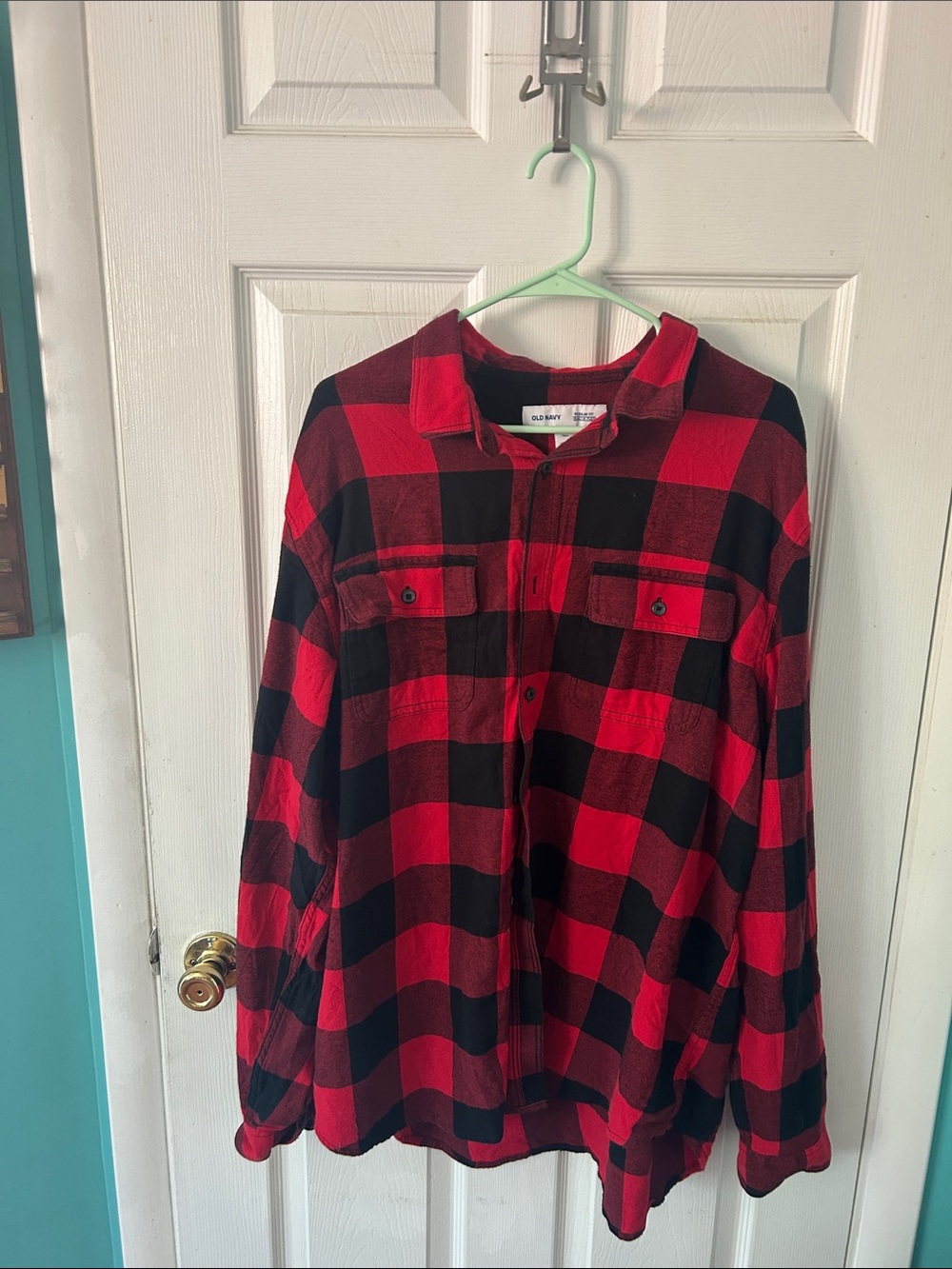 Old Navy Red and Black Buffalo Plaid Button-Down Shirt